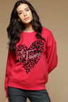 Electric Magenta Regular Length Long Sleeves Round Neck PolyCotton SweatShirt