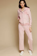 Pink Regular Length Long Sleeves PolyCotton Hoodies SweatShirt