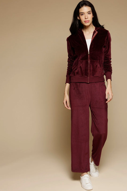 Wine Regular Length Long Sleeves PolyCotton Hoodies SweatShirt