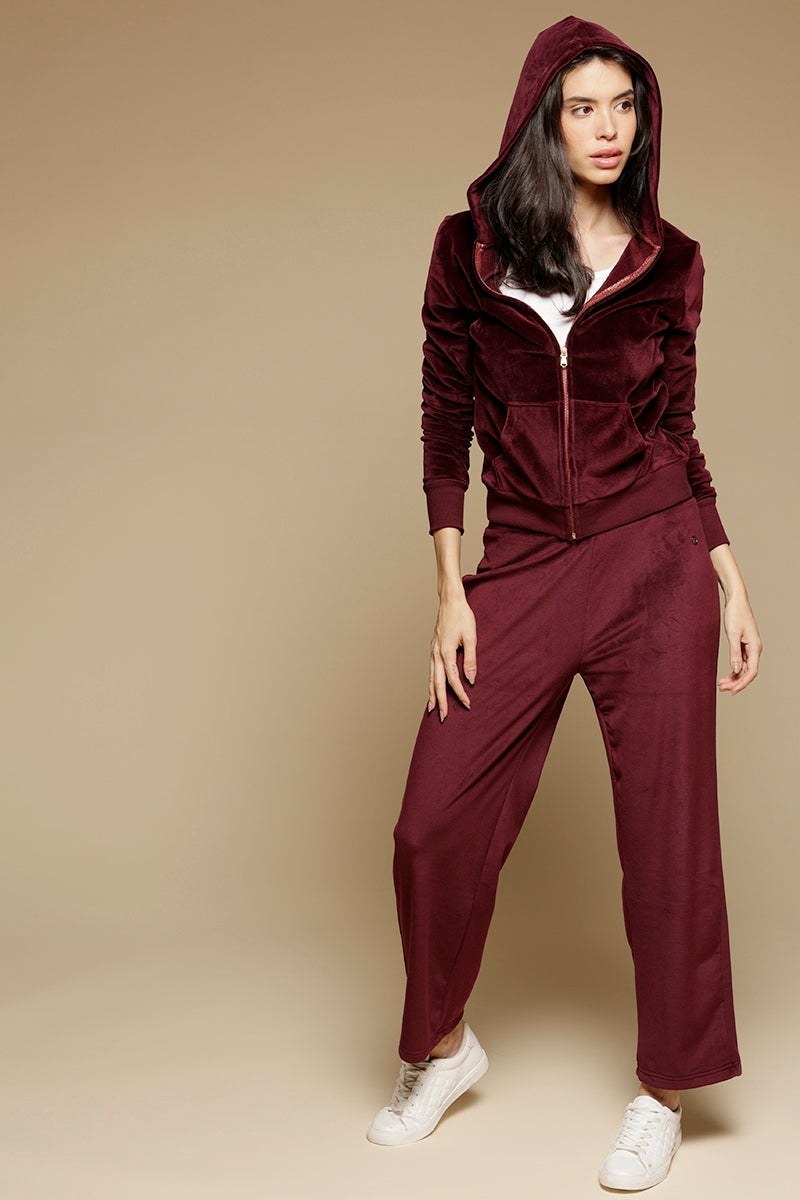 Wine Regular Length Long Sleeves PolyCotton Hoodies SweatShirt