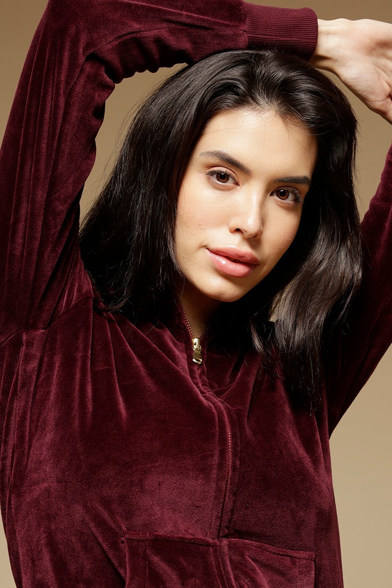 Wine Regular Length Long Sleeves PolyCotton Hoodies SweatShirt