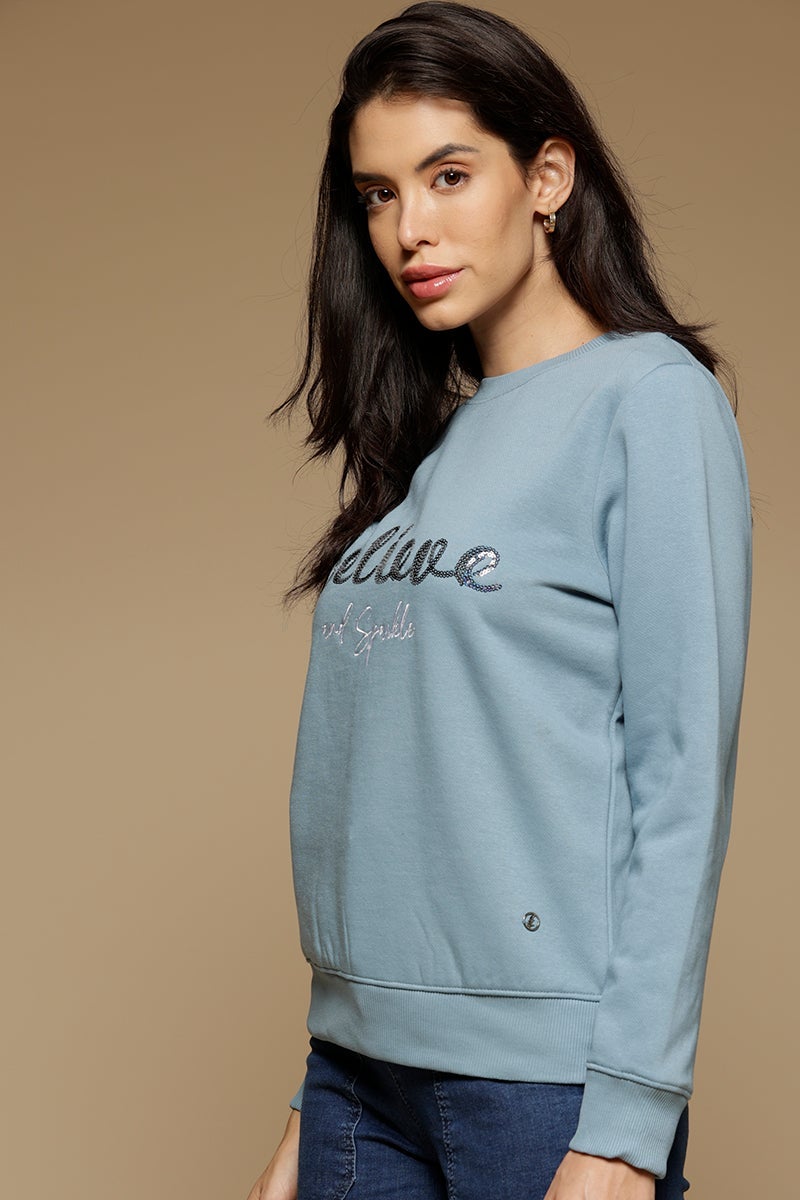 Blue Flog Regular Length Long Sleeves Round Neck PolyCotton SweatShirt