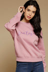 Onion Pink Regular Length Long Sleeves Round Neck Polycotton Sweatshirt