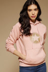 Putty Pink Regular Length Long Sleeves PolyCotton Hoodies Sweatshirt