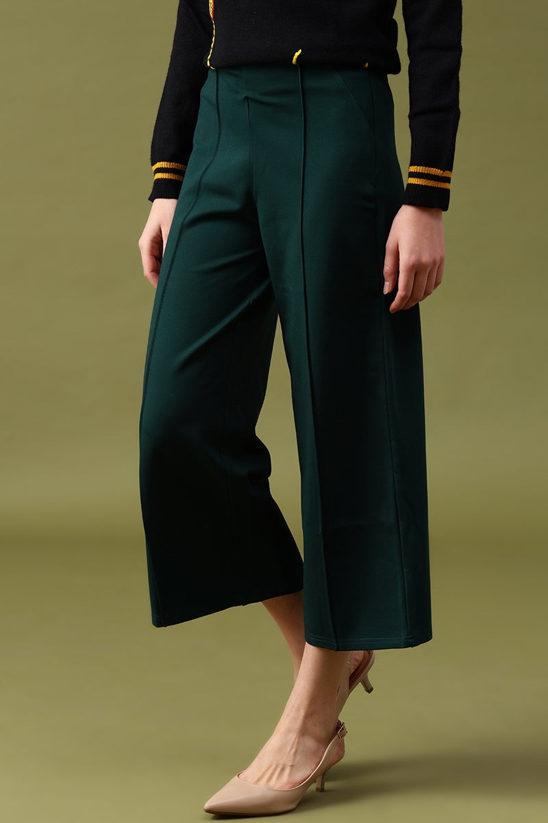 Gipsy Bottle Green Solid Pant/Trousers