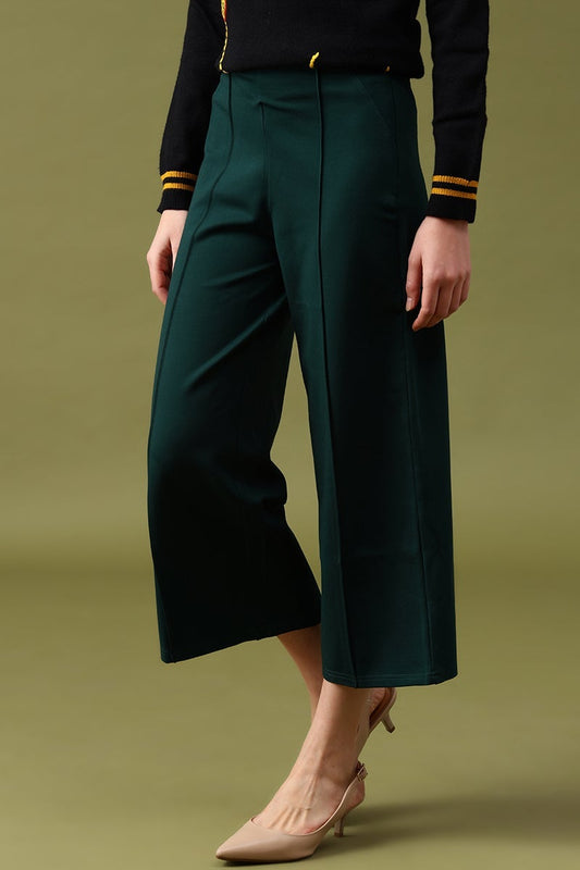 Gipsy Bottle Green Solid Pant/Trousers