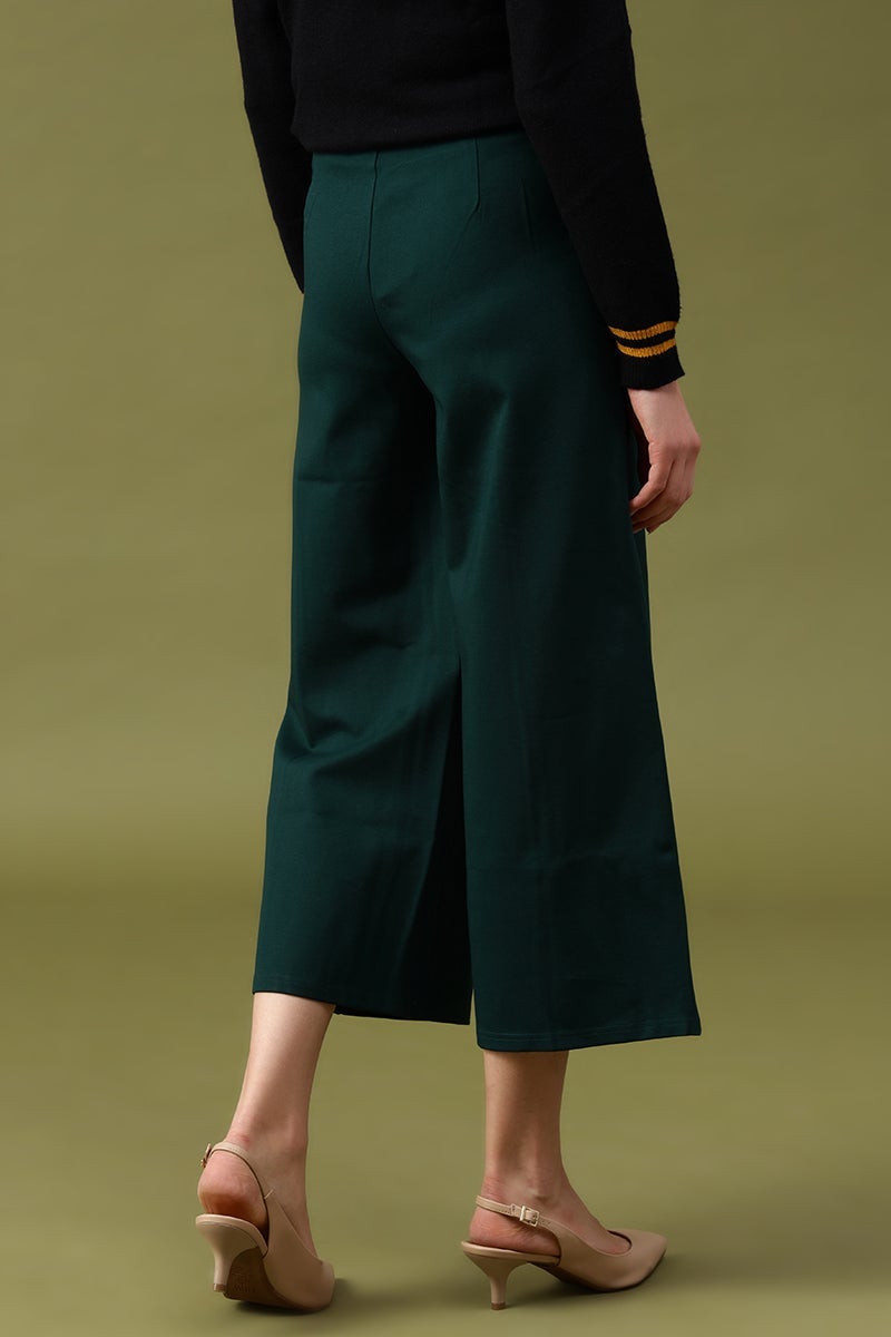 Gipsy Bottle Green Solid Pant/Trousers