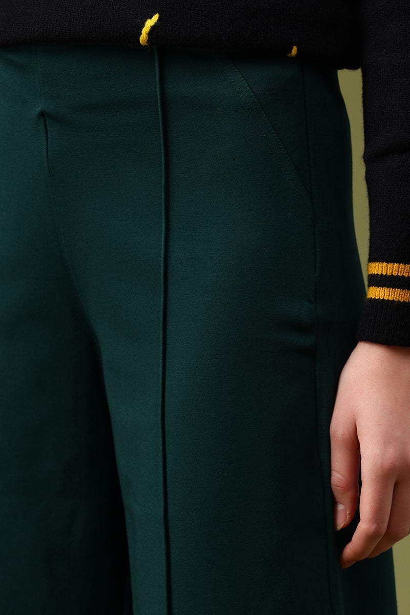 Gipsy Bottle Green Solid Pant/Trousers