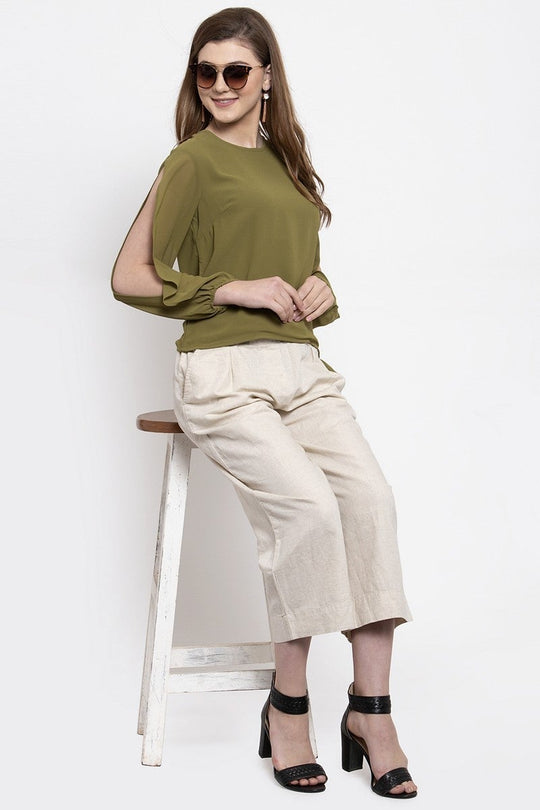 Gipsy Women Casual Full Sleeves Olive Blouse