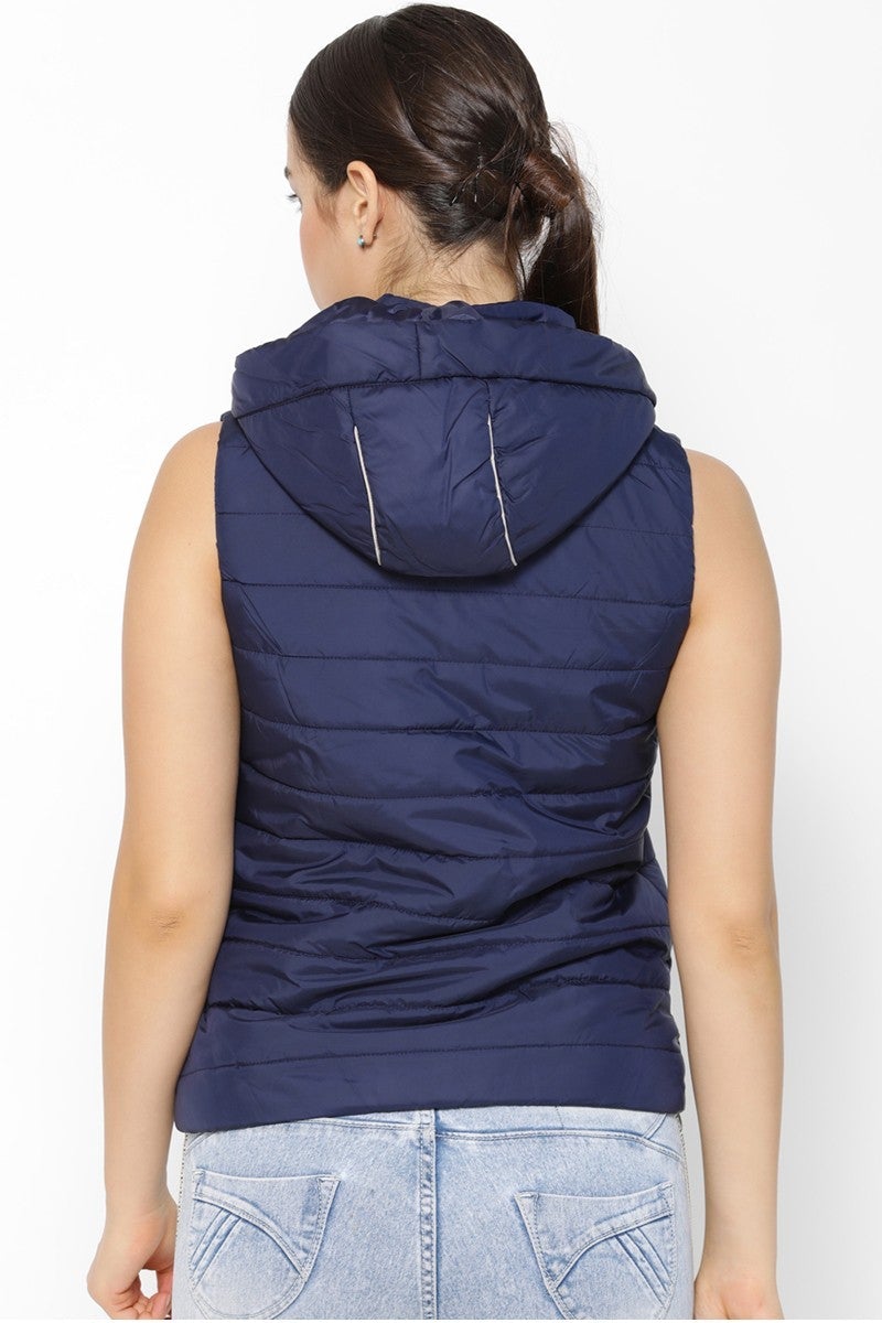 Gipsy Women Navy Hooded Half Sleeve Ladies Jackets