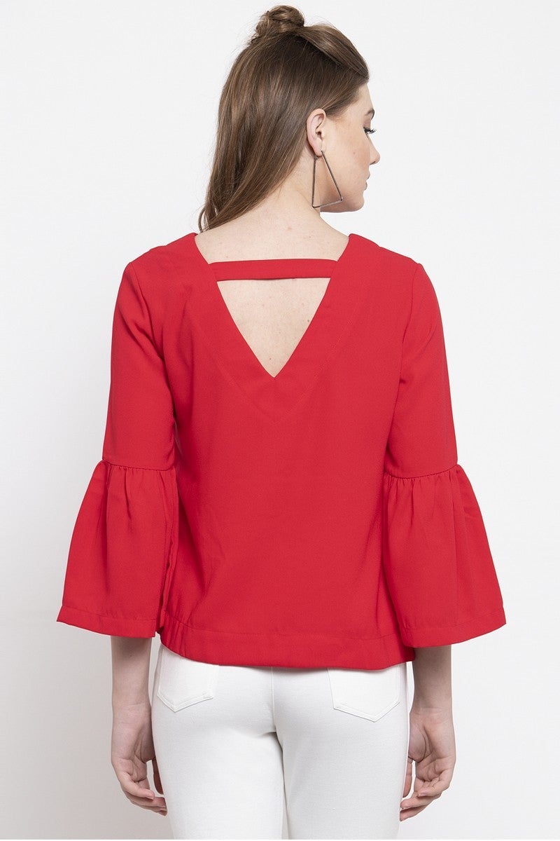 Gipsy Women Casual Half Bell Sleeves Red Blouse