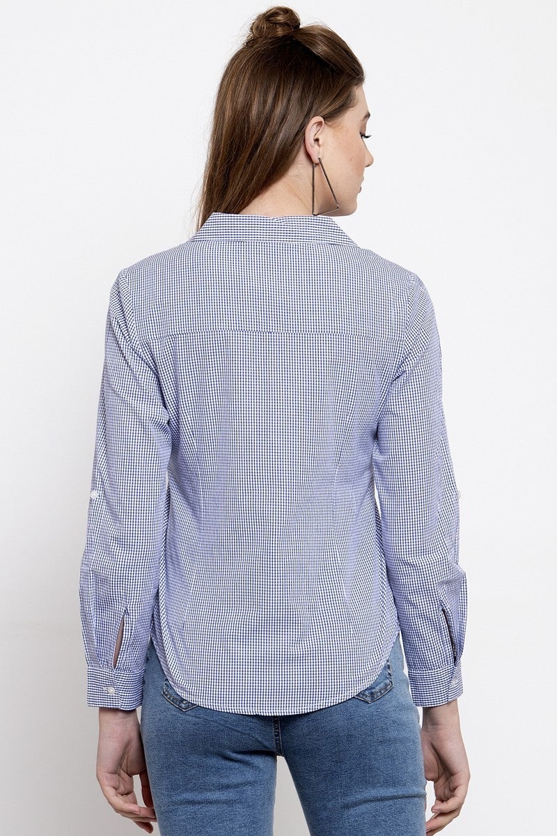 Gipsy Women Button Closure Full Sleeves Blue Shirt