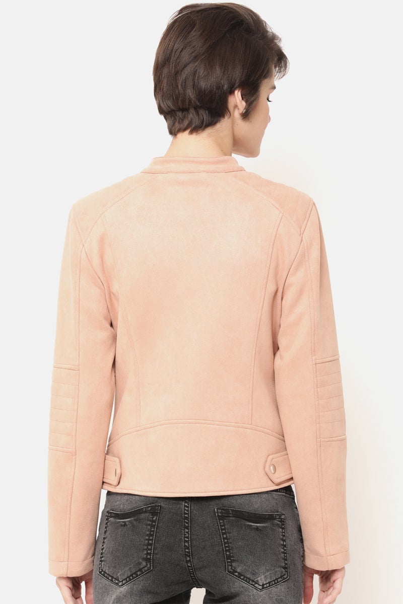 Gipsy Women Solid Full Sleeve 2 Pocket Pink Jacket