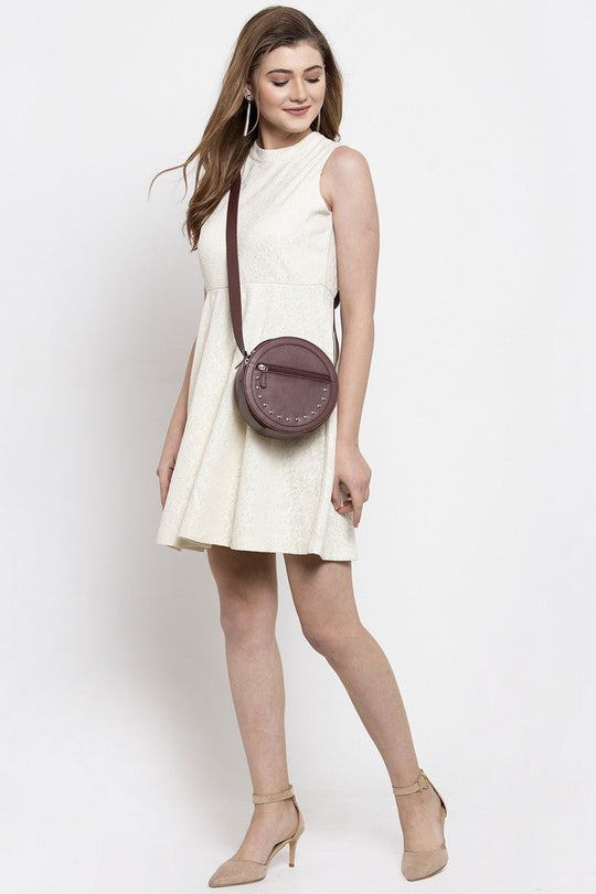 Gipsy Women Casual Sleeveless Knee Length Cream Dress