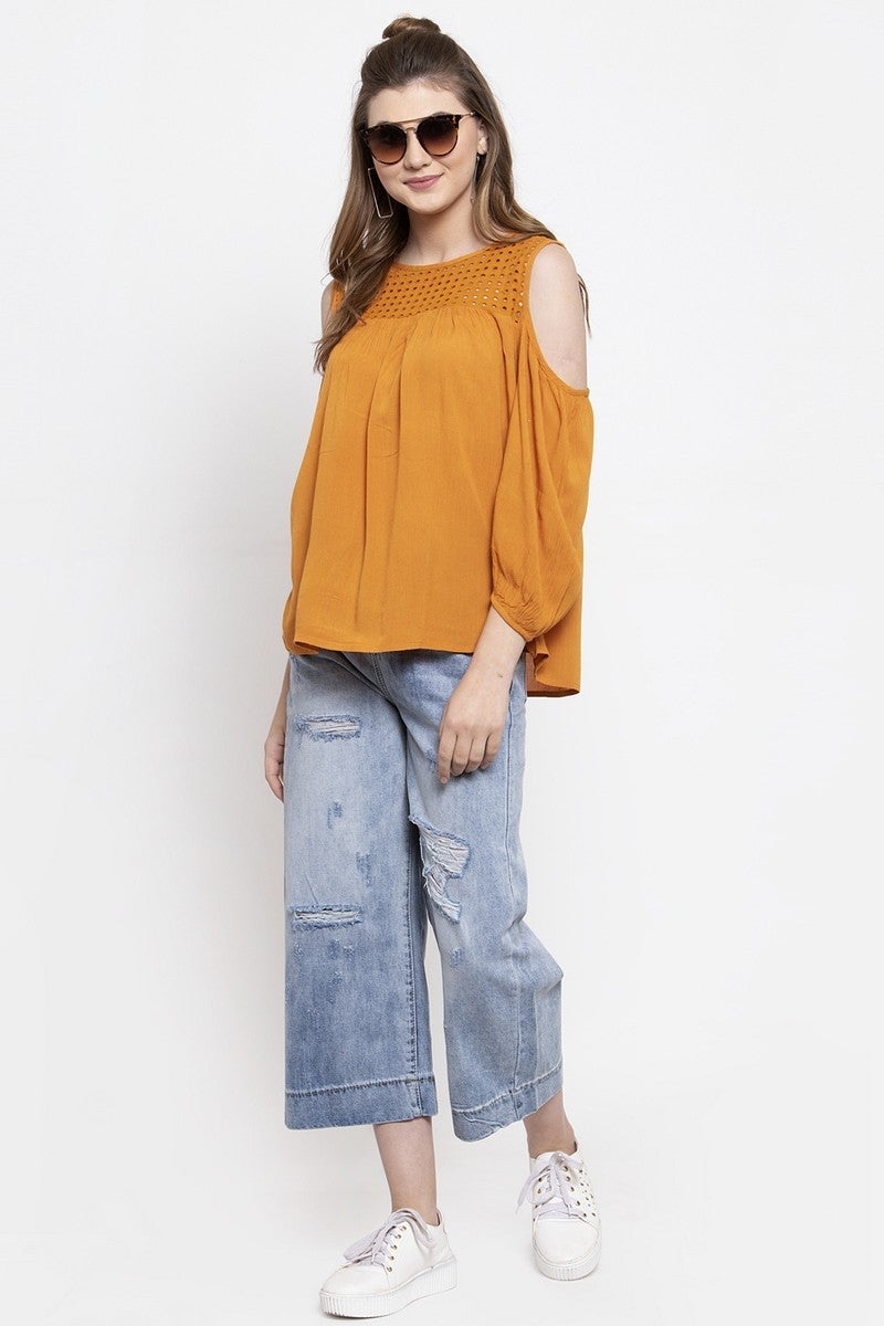 Gipsy Women Boat Neck Full Sleeves Top