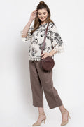 Gipsy Women Round Neck 3 By 4 Sleeves Beige Tunic
