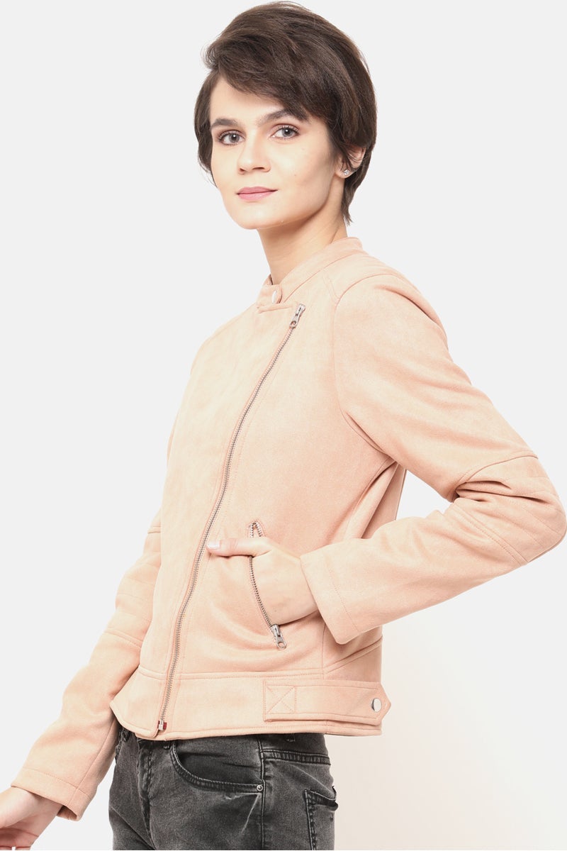 Gipsy Women Solid Full Sleeve 2 Pocket Pink Jacket