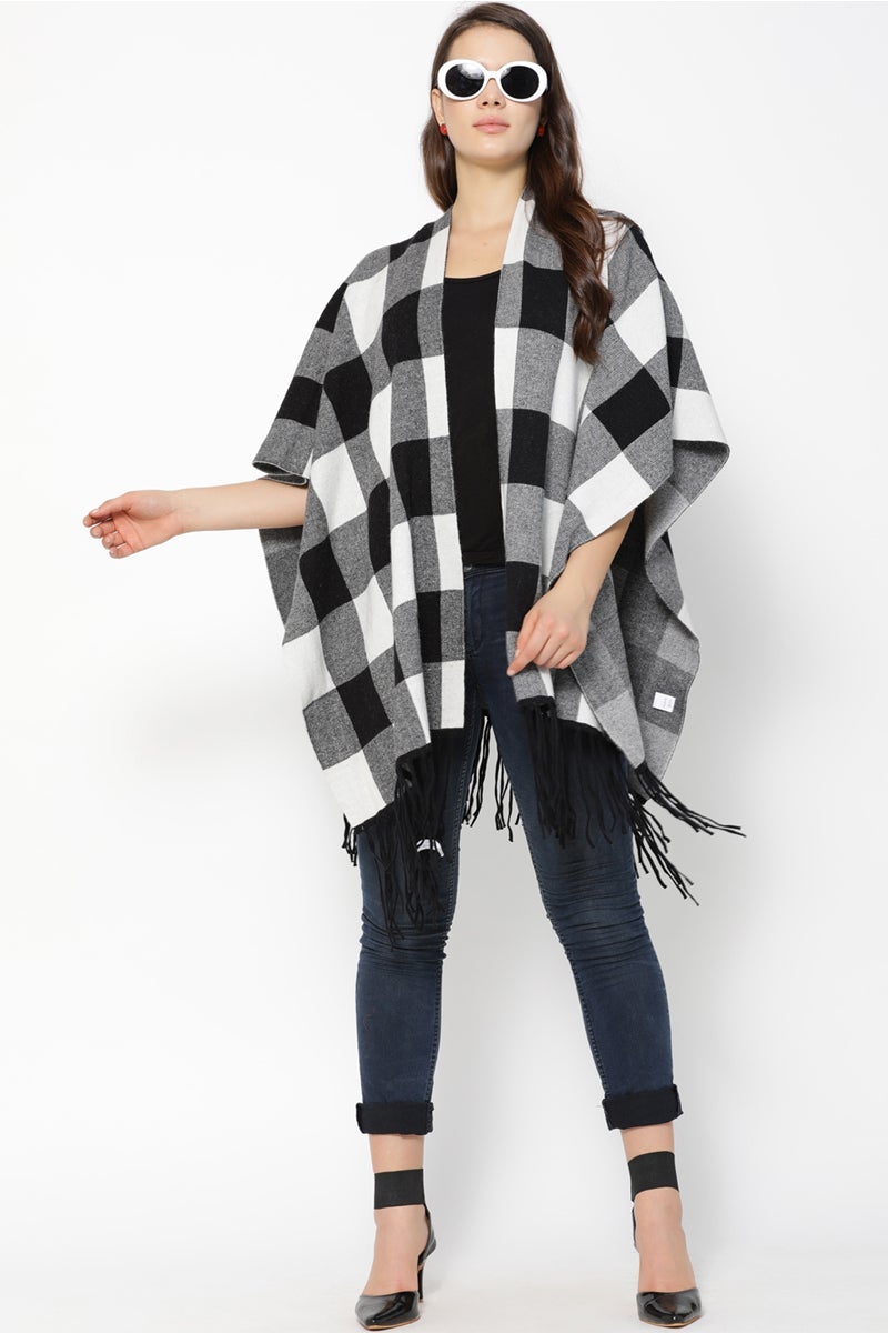 Gipsy Women Black-Grey Knitted Cape