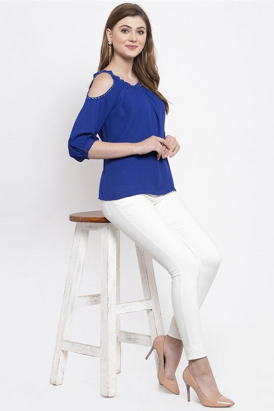 Gipsy Women Casual Cut Shoulder Royal Blouses
