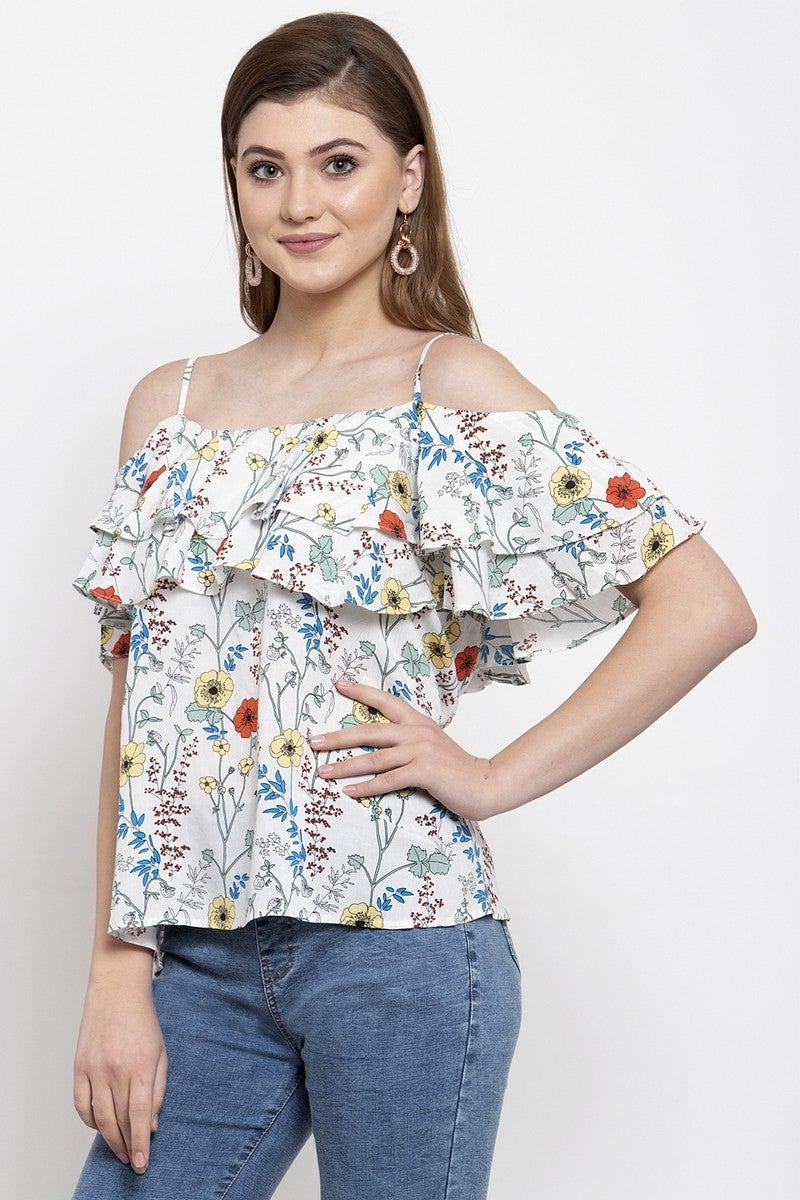 Gipsy Women Casual Off Shoulder Cream Blouse