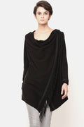 Gipsy Women Solid Full Sleeve Black Cape