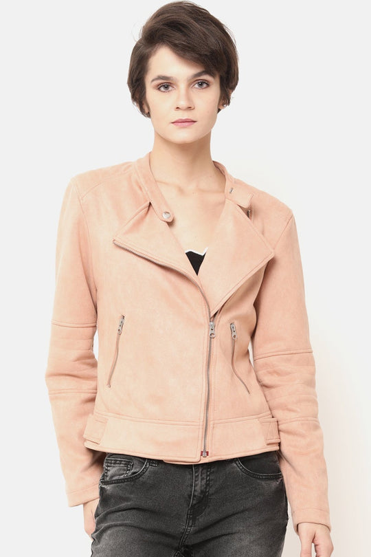 Gipsy Women Solid Full Sleeve 2 Pocket Pink Jacket