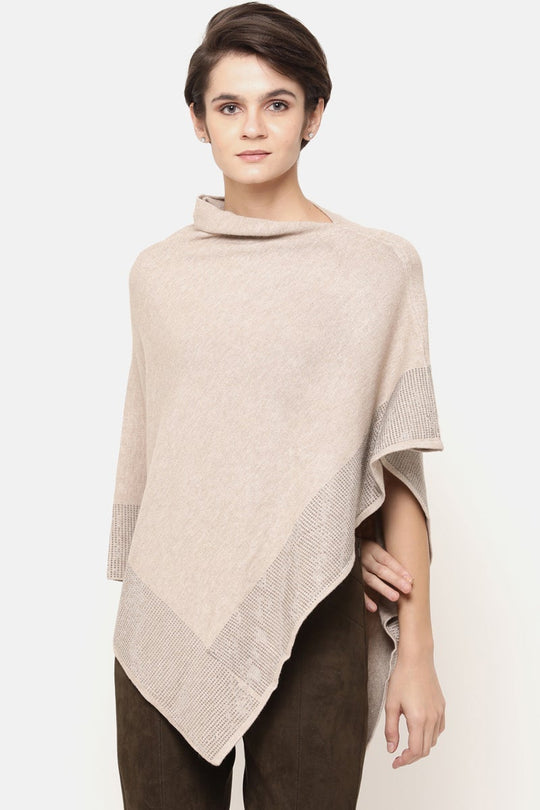 Gipsy Women Solid Khaki Poncho