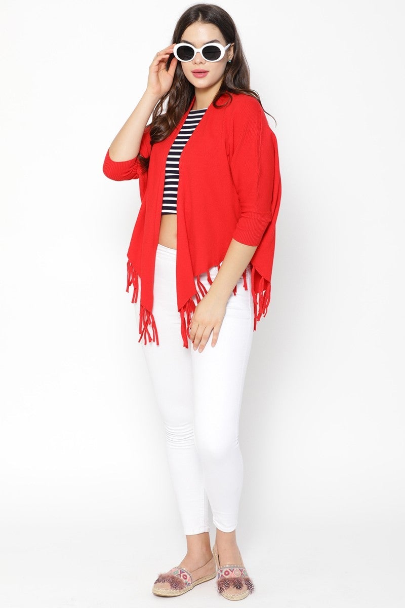 Gipsy Women Red Knitted Cape