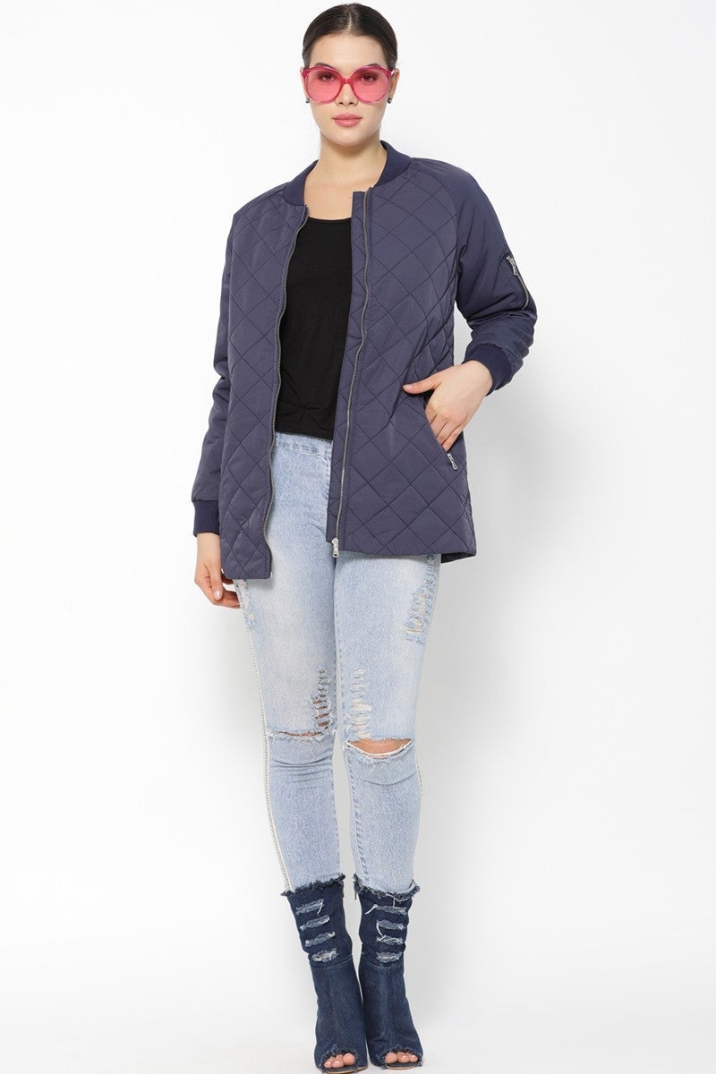 Gipsy Women Round Neck Navy Ladies Jackets