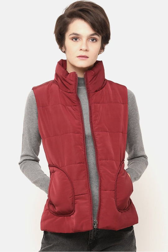 Gipsy Maroon Polyester Jacket