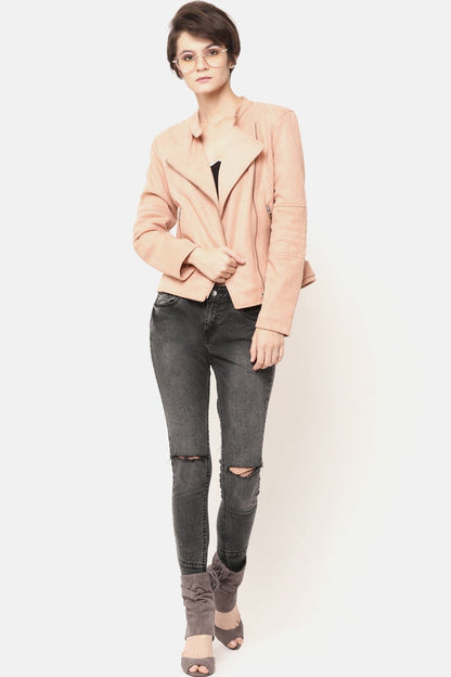Gipsy Women Solid Full Sleeve 2 Pocket Pink Jacket