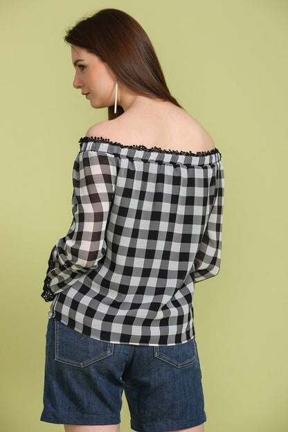 Classic Checkered Off Shoulder Top