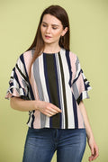 Serene Striped Ruffle Top
