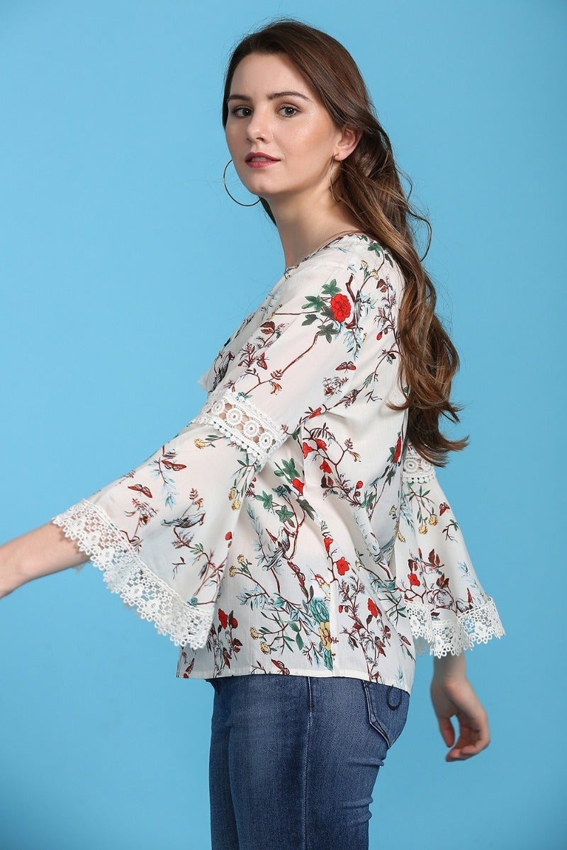 Contrasting Floral Hues Top