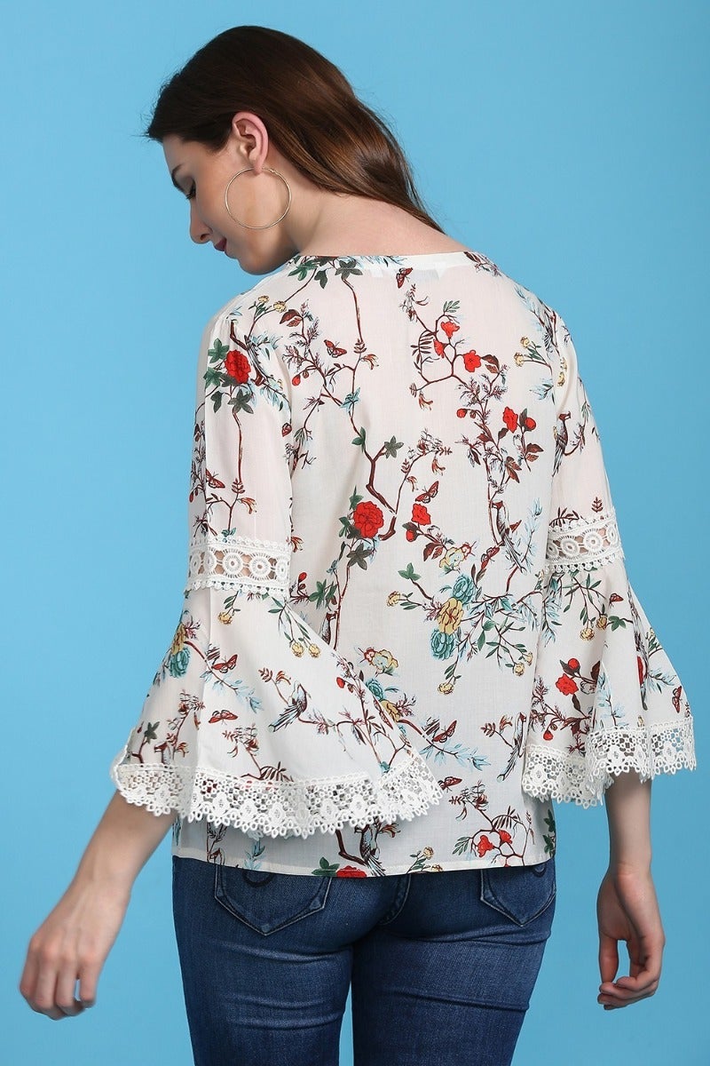 Contrasting Floral Hues Top