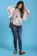 Contrasting Floral Hues Top