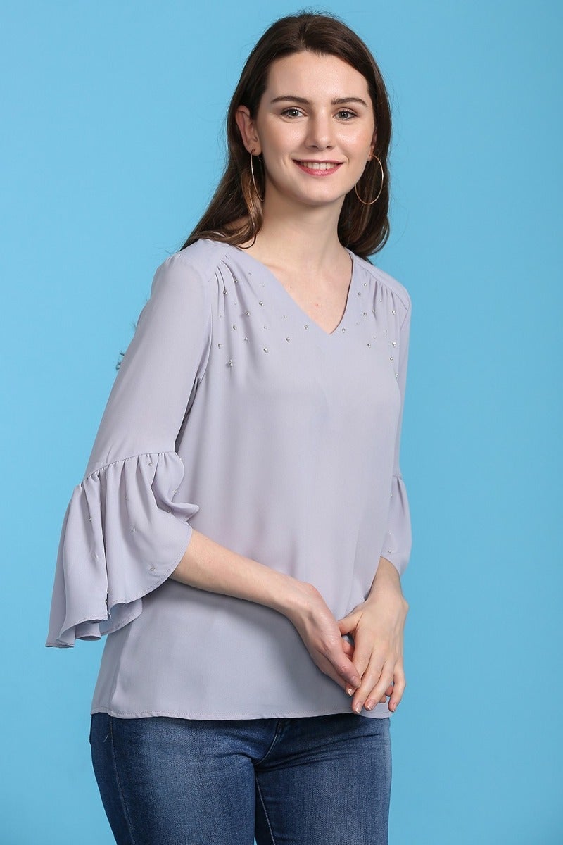 Gathered Bell Sleeves Top