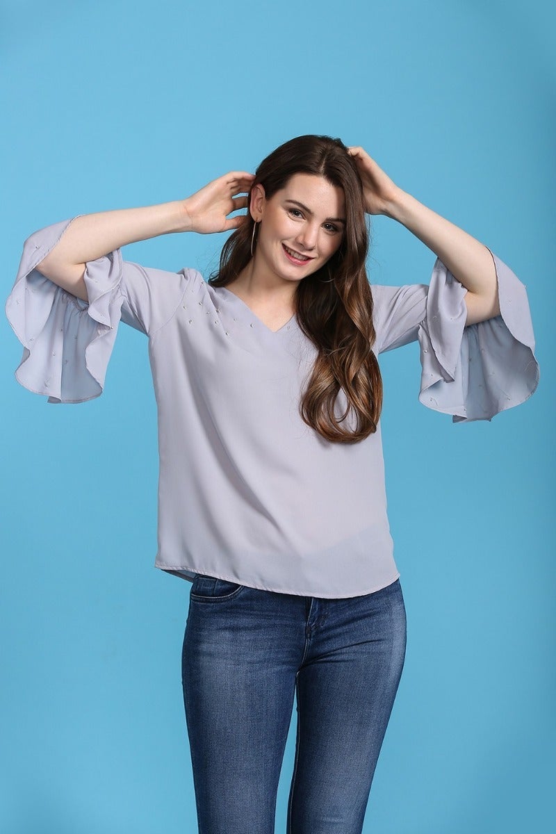 Gathered Bell Sleeves Top