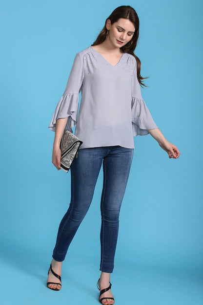 Gathered Bell Sleeves Top
