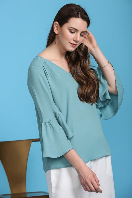 Dreamy Sage Embellished Top