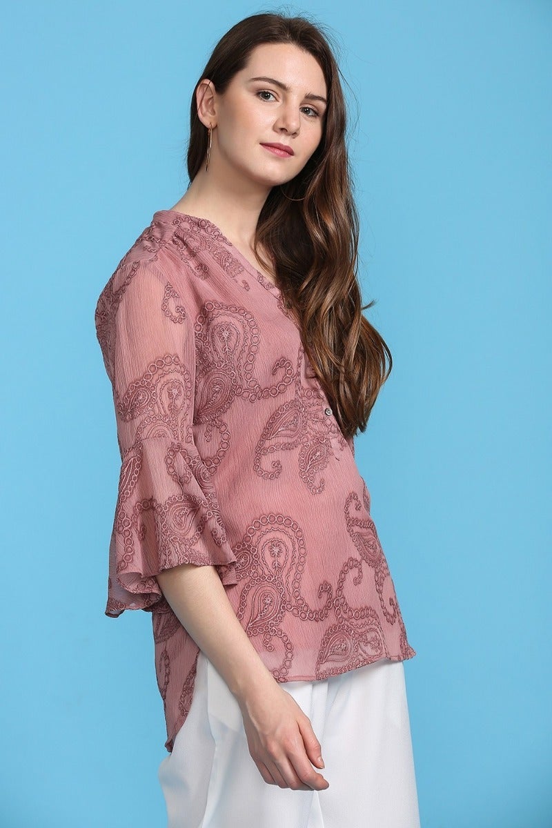 Muted pink paisley top