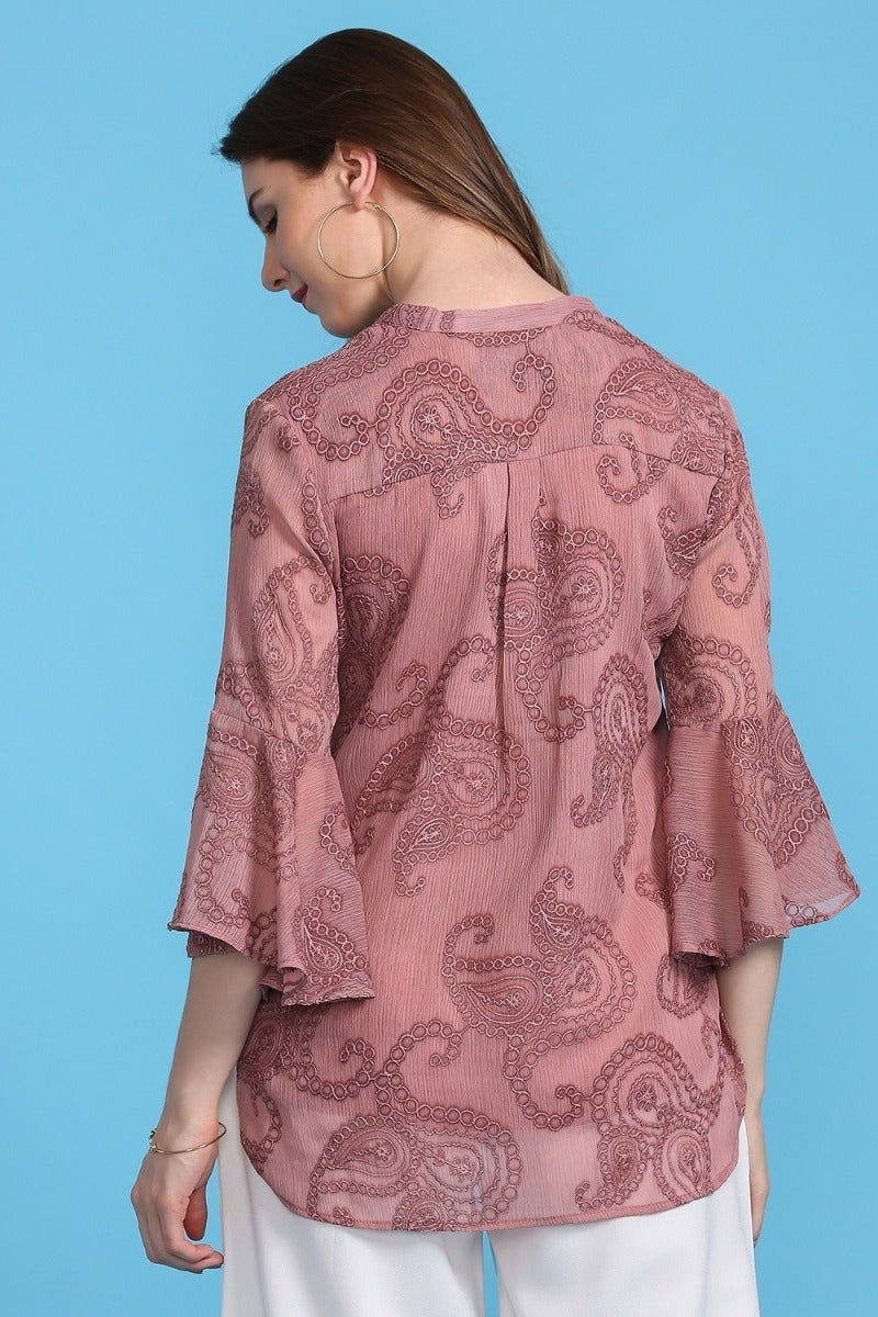 Muted pink paisley top