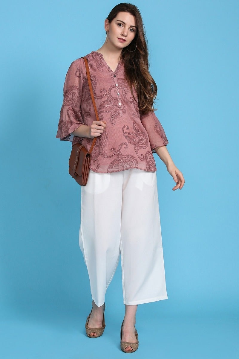 Muted pink paisley top