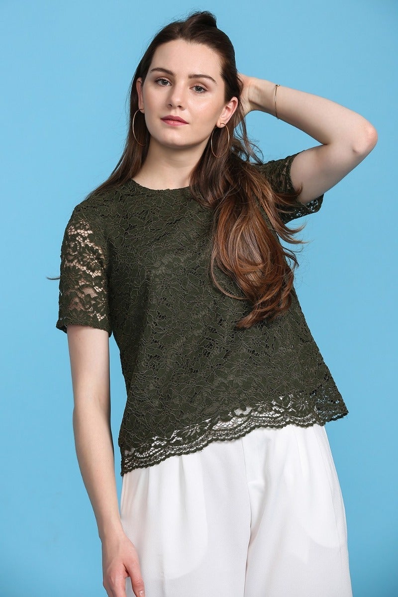 Chic Olive Lace Top