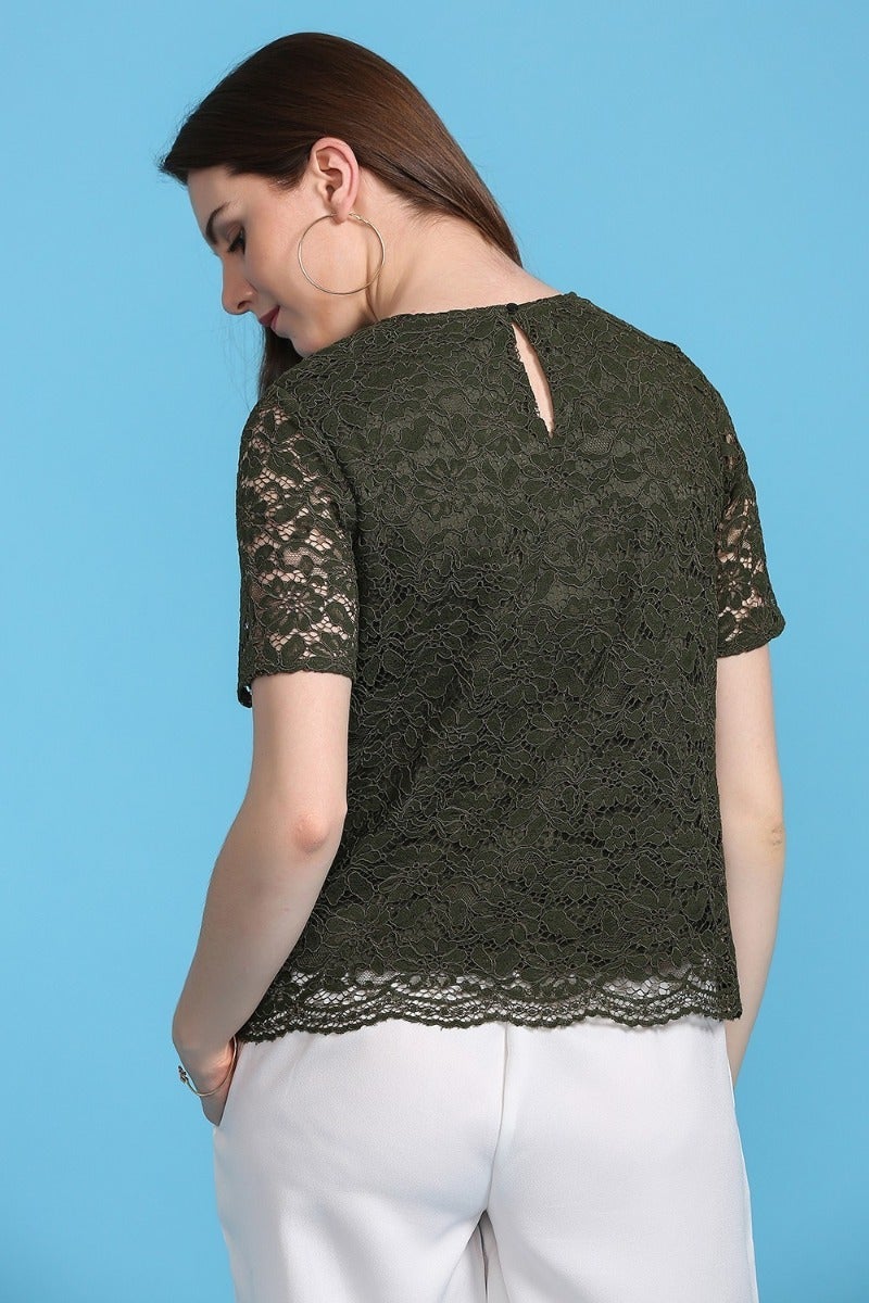 Chic Olive Lace Top