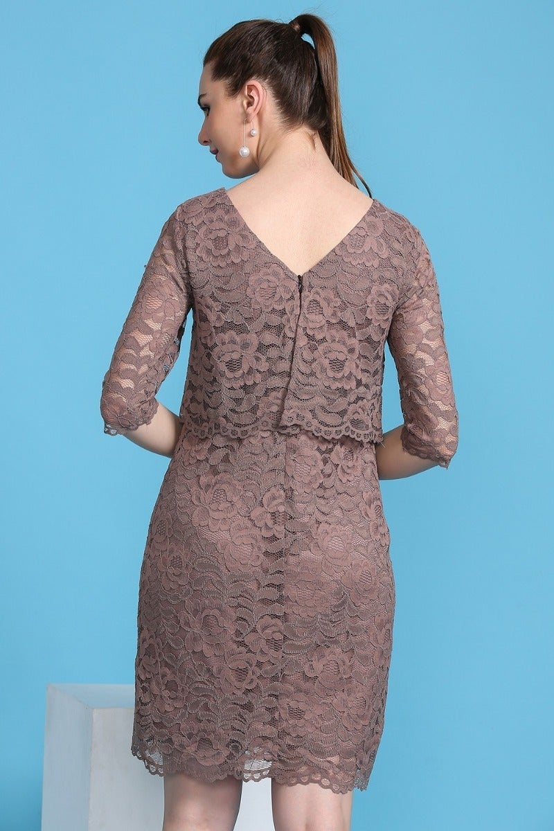 Layered Mocca Lace Dress