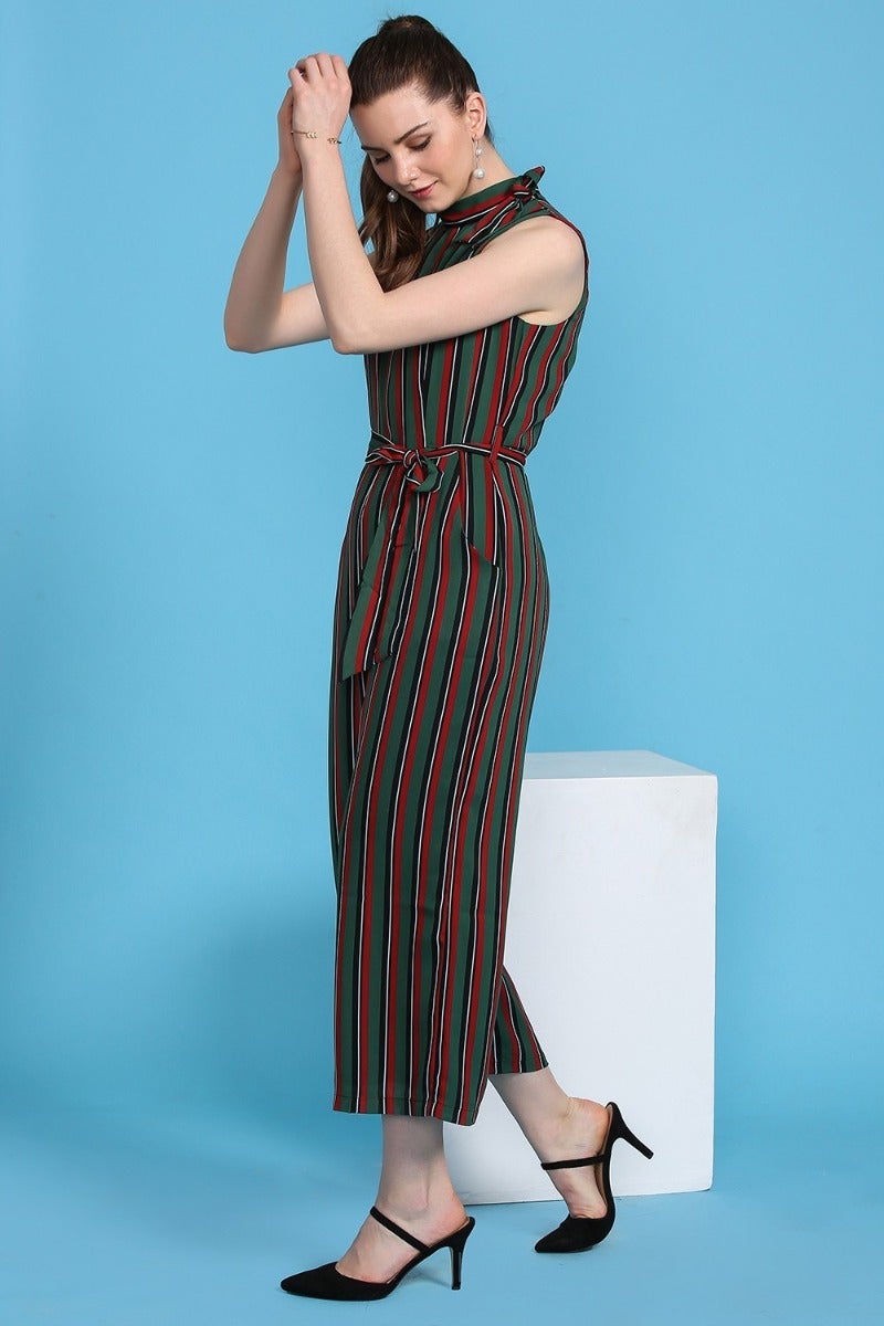 Gipsy Belted Wrapped Striped Jumpsuit