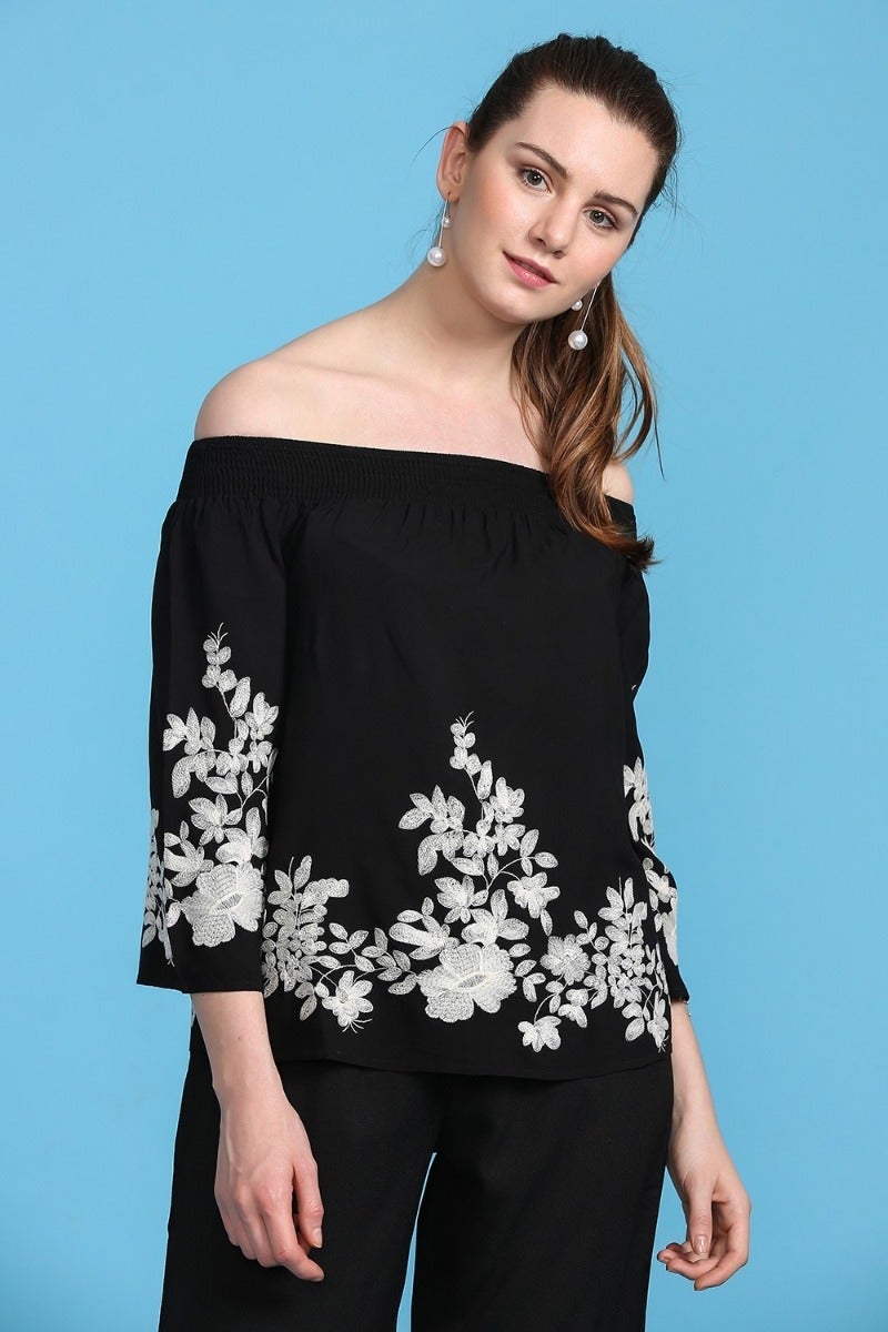 Classic Floral Monochrome Top