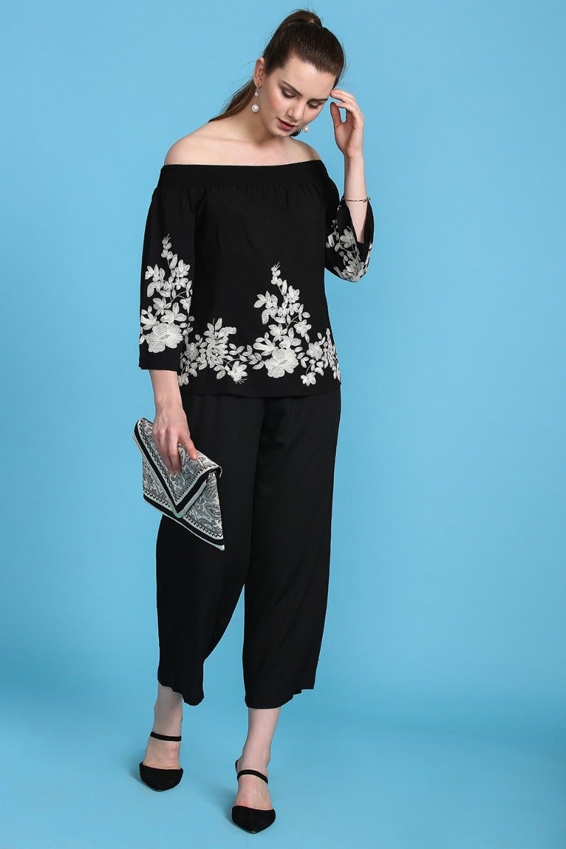 Classic Floral Monochrome Top