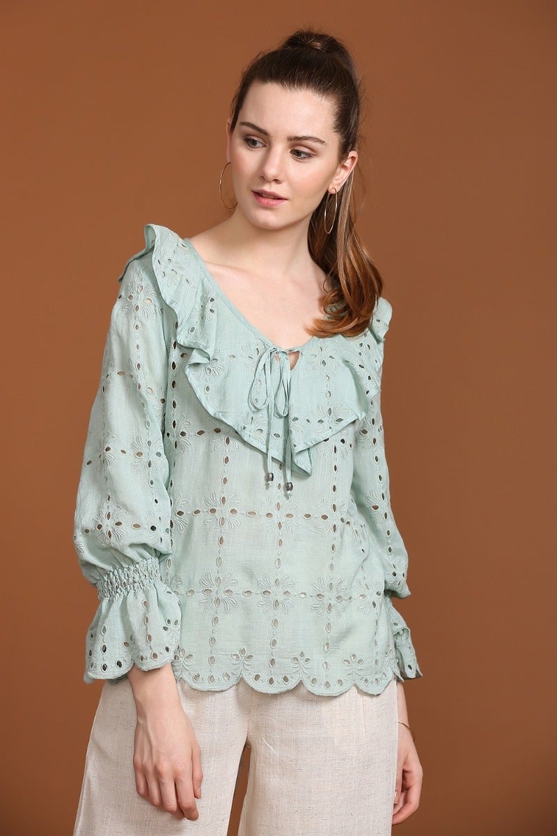 Easygoing cutwork top